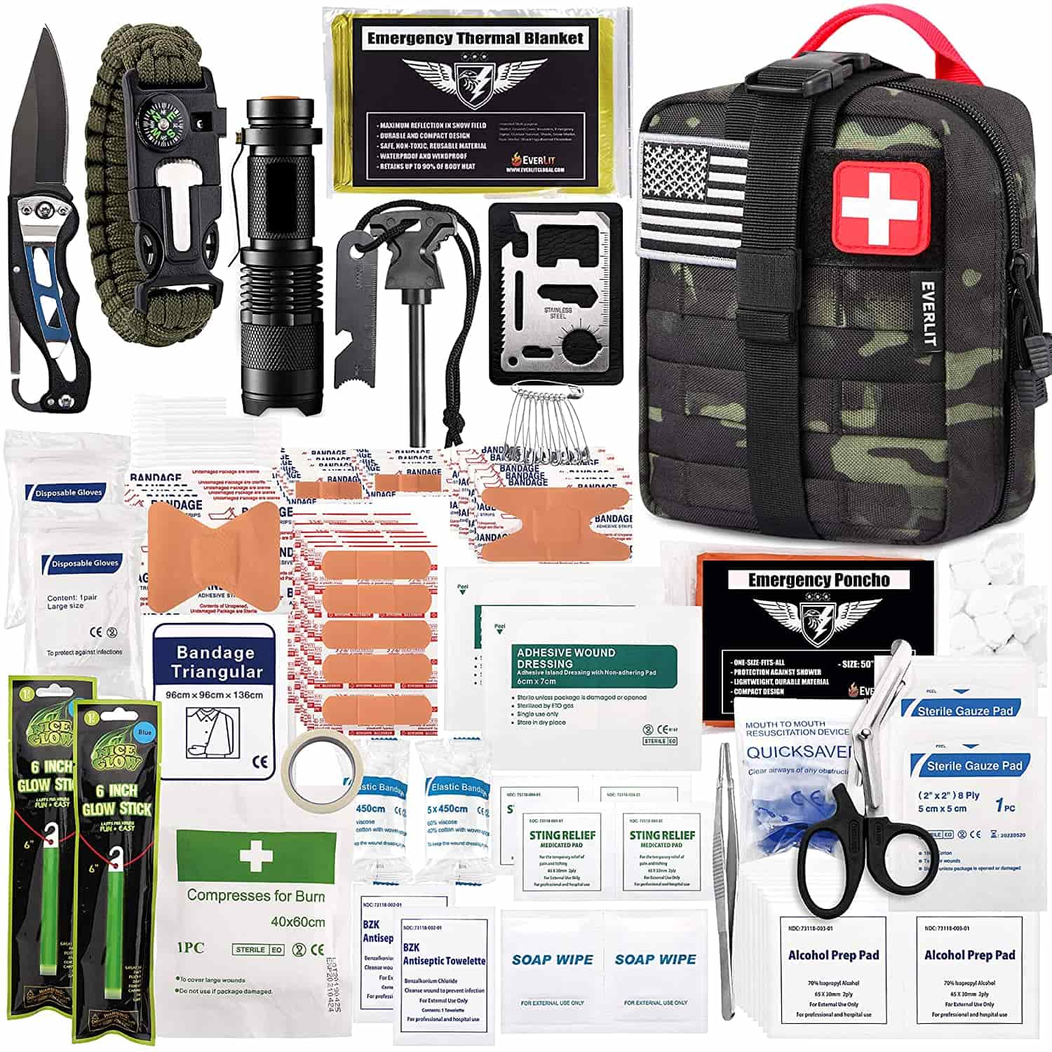 Black Camo Survival First Aid Kit Kei roto 250 Piece First Aid Kit