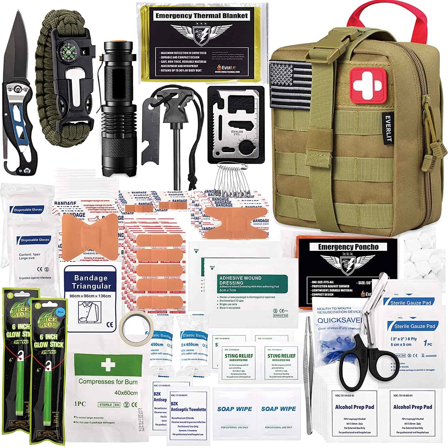 Brown Survival First Aid Kit Kei roto 250 Piece First Aid Kit