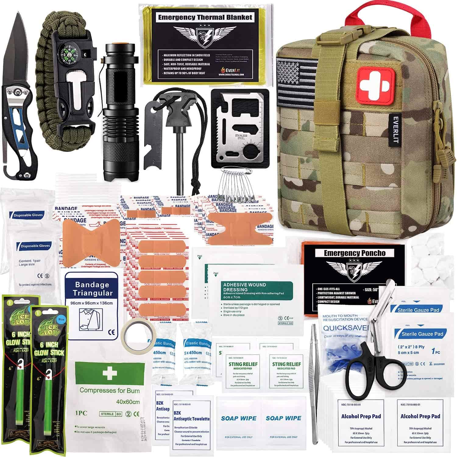 Kei roto i te Kete Awhina Tuatahi a Camo Survival 250 Piece First Aid Kit